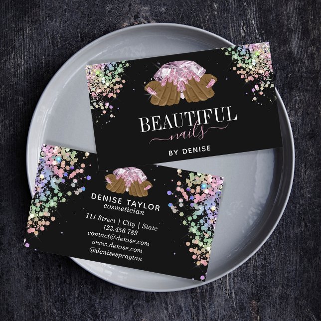 rose gold nail salon woman hand nails technician business card (Creator Uploaded)