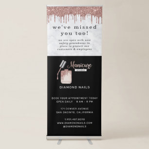 Rose Gold Nail Tech Covid Safety and Prevention Retractable Banner