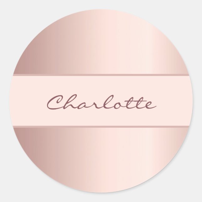 Rose gold name classic round sticker (Front)