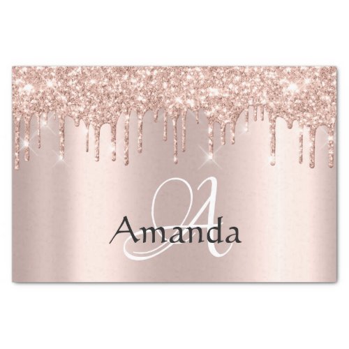 Rose Gold Name Monogram Spark Glitter Tissue Paper