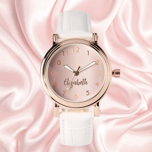 Rose gold name script elegant watch