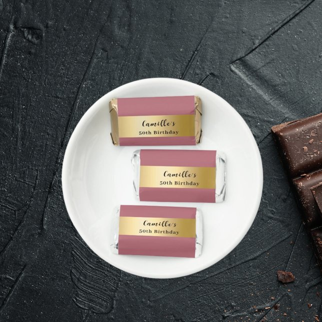 Rose Gold name script modern minimalist Hershey's Miniatures (Creator Uploaded)