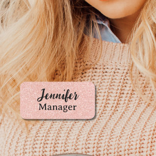 Rose Gold name work badge Safety Pin Name Tag