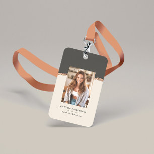 Rose gold natural black modern girly elegant badge