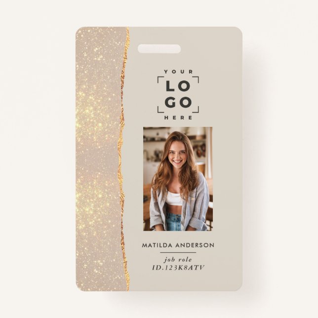 Rose gold natural pink modern girly elegant badge (Front)