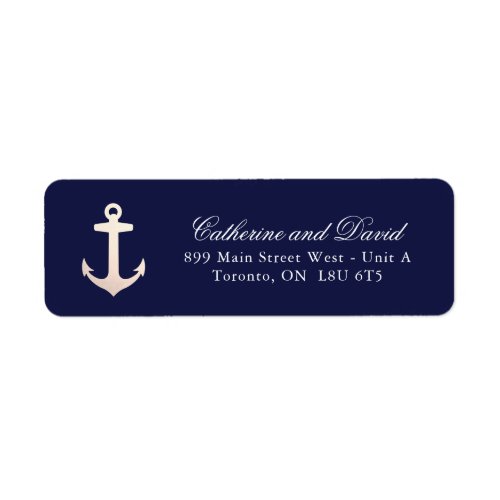 Rose Gold Nautical Anchor Return Address Labels