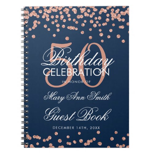 Rose Gold Navy 50th Birthday Guest Book Confetti