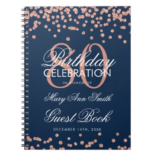 Rose Gold Navy 80th Birthday Guest Book Confetti