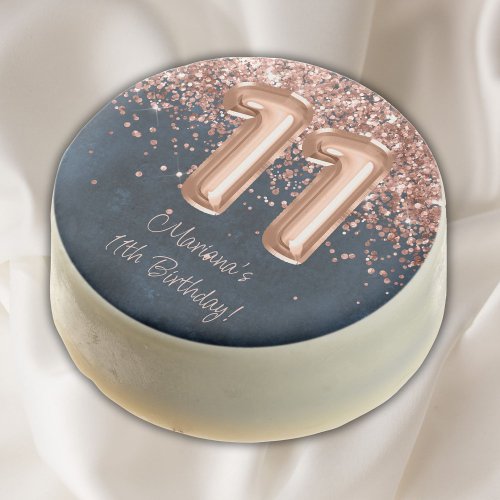 Rose Gold Navy Blue 11th Birthday Party Chocolate Covered Oreo