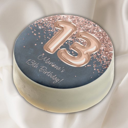 Rose Gold Navy Blue 13th Birthday Party Chocolate Covered Oreo