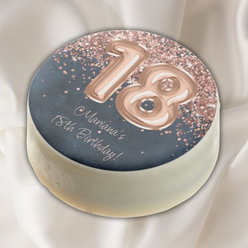 Rose Gold Navy Blue 18th Birthday Party Chocolate Covered Oreo