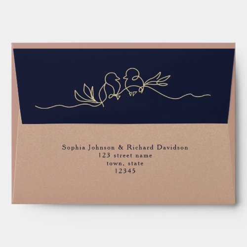 Rose Gold Navy Blue 5x7  Envelope