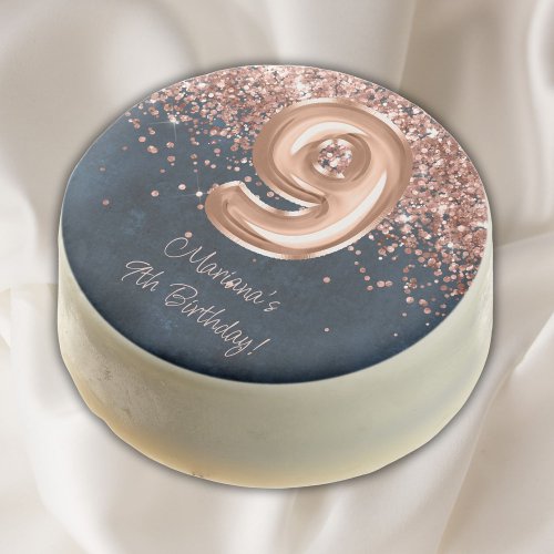 Rose Gold Navy Blue 9th Birthday Party Chocolate Covered Oreo