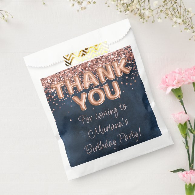 Rose Gold Navy Blue Birthday Party Favor Bag (Sealed)
