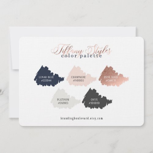 Rose Gold Navy Blue   Blush Color Palette Card