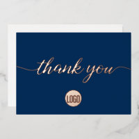 Rose Gold Navy Blue Business Thank you