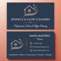 Rose Gold Navy Blue Cleaning Service House Sparkle
