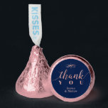 Rose gold & Navy Blue Custom Wedding Shower Hershey®'s Kisses®<br><div class="desc">Celebrate your special day with this personalized Kisses favor! This design features elegant typography "Thank you" with custom text. A great favor idea for rose gold & navy blue wedding events. The matching wedding invitations and party supplies are available at my shop BaraBomWedding.</div>