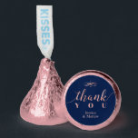 Rose gold & Navy Blue Custom Wedding Shower Hershey®'s Kisses®<br><div class="desc">Celebrate your special day with this personalized Kisses favor! This design features elegant typography "Thank you" with custom text. A great favor idea for rose gold & navy blue wedding events. The matching wedding invitations and party supplies are available at my shop BaraBomWedding.</div>