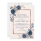 Rose Gold Navy Blue Dusty Pink Floral Wedding Invi