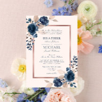 Rose Gold Navy Blue Dusty Pink Floral Wedding