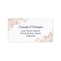Rose Gold & Navy Blue Elegant Wedding Address