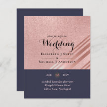 Rose Gold Navy Blue Glitter Foil Look WEDDING
