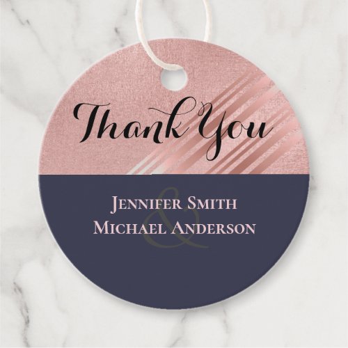 Rose Gold Navy Blue Glitter Foil Look WEDDING Favor Tags