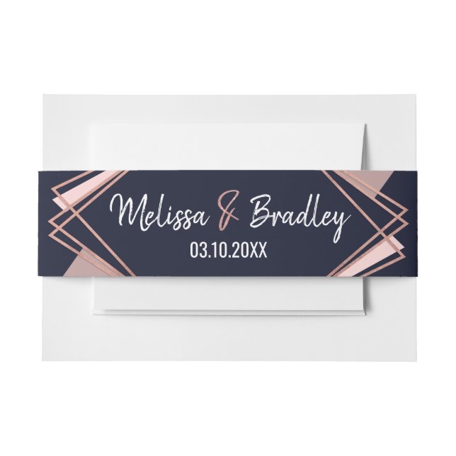 Rose Gold Navy Blue Mauve Geometric Belly Band (Front Example)