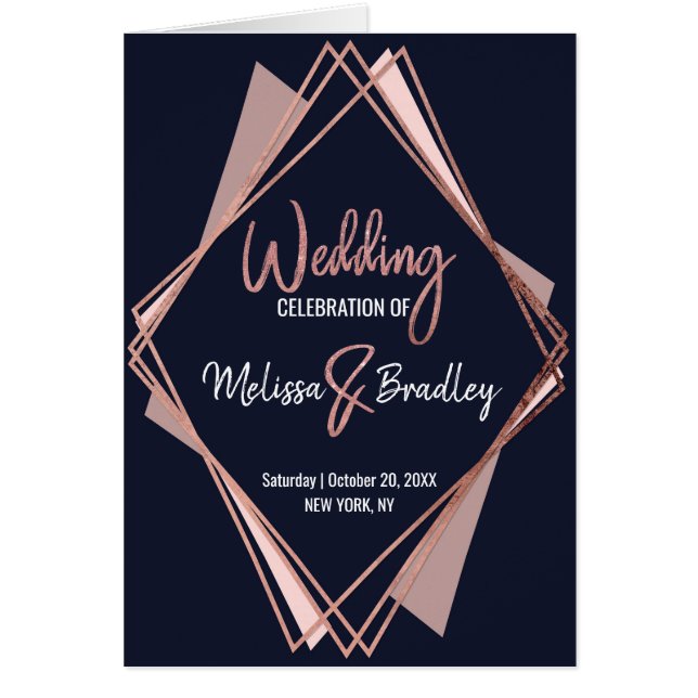 Rose Gold Navy Blue Mauve Geometric Programs (Front)