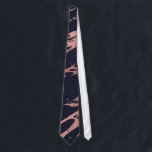 Rose Gold Navy Blue Modern Chic Marble Pattern Neck Tie<br><div class="desc">This chic and modern faux printed rose gold and navy blue marble pattern is perfect for the trendy and stylish woman. Its fashionable and glamorous print is great for many gifts and occasions. Enjoy this elegant and contemporary girl design for your next purchase; for yourself, your friends, or your family....</div>