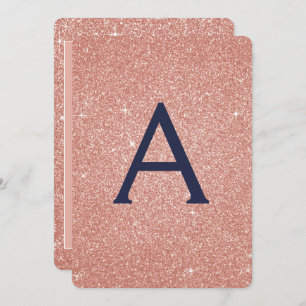 Rose Gold Navy Blue Sparkle Glitter Sweet 16 Invitation