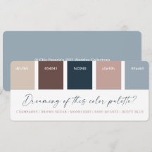 Rose Gold & Navy Blue Wedding Color Palette Card