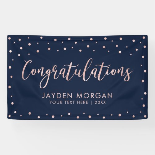 Rose Gold  Navy  Congratulations Event Party Banner