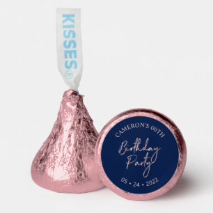 Rose gold & Navy Lettering Adult Birthday Party Hershey®'s Kisses®
