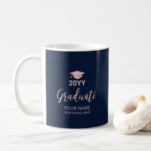 Rose Gold & Navy Personalized Graduation Gifts Coffee Mug