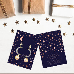 Rose Gold Navy Stars Moon Earring Display Card