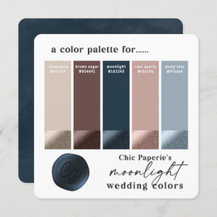 Rose Gold & Navy Winter Wedding Color Palette Card