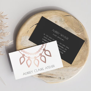 Rose Gold Necklace Logo Jewelry Design Business Card