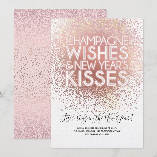 Rose Gold New Year's Eve Party Invitation (Front/Back)