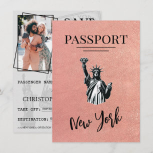 Rose Gold New York City Passport Save The Date