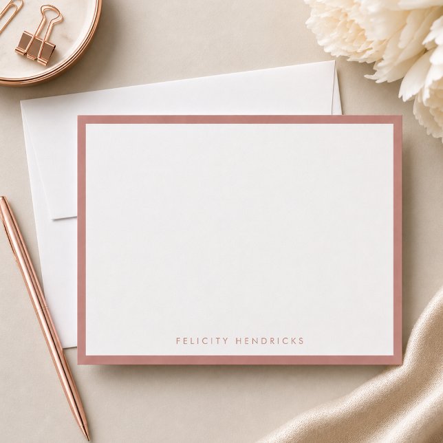 Rose Gold Note Card | Modern Elegant Luxe Notecard (Elegant rose gold border note card by Guava - modern, minimalist, and easily customizable.)