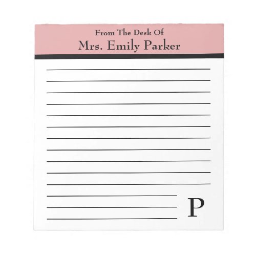 Rose Gold Note From The Desk Of  Personalized