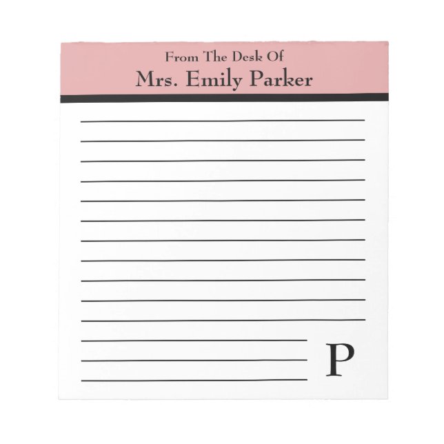 Rose Gold Note From The Desk Of ~ Personalized (Front)