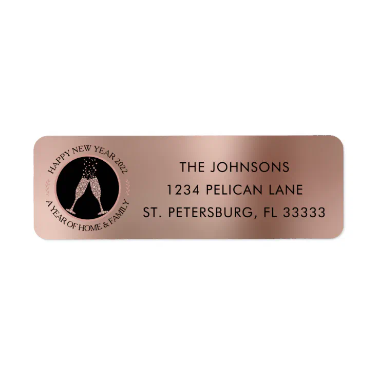 Rose Gold Numerology New Year 2022 Return Address Label | Zazzle