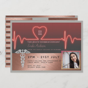 Rose Gold Nurse Graduation Invitation - PHOTO RN