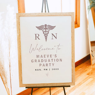 Rose Gold Nurse Graduation Welcome Poster