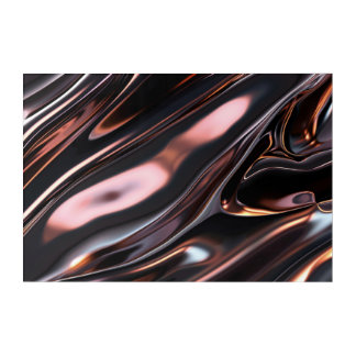Rose Gold Obsidian – Elegant Metallic Abstract Des Acrylic Print