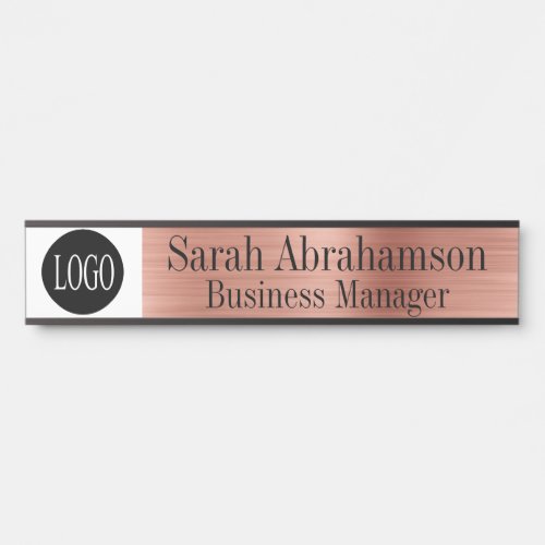 Rose Gold Office Door Sign Long 10 Name Plate