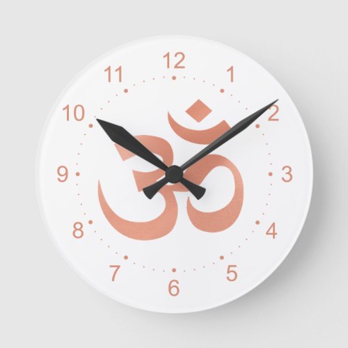 Rose Gold Om Symbol Round Clock